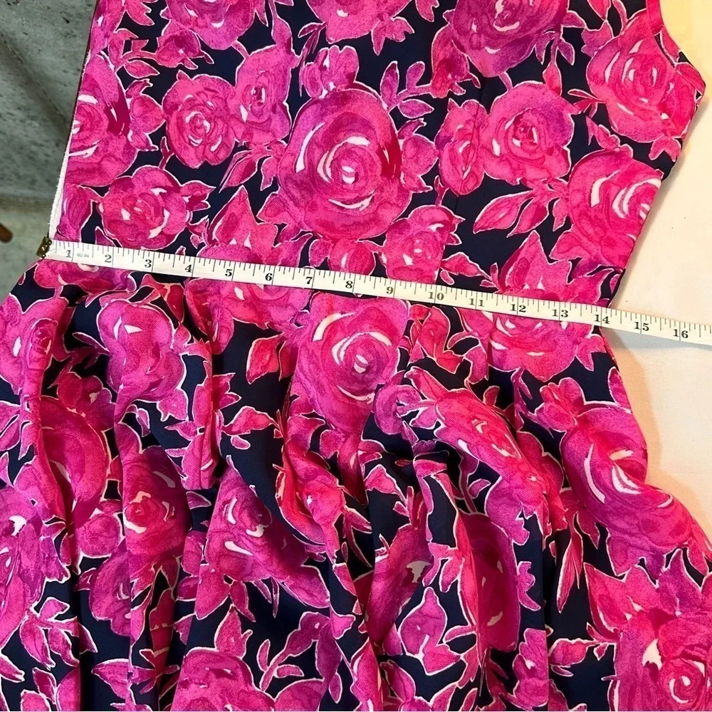 Maison Jules fit flare mini dress size small hot pink Fuscia navy blue Vacation - Picture 15 of 16